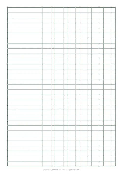Free printable accounting ledger paper — 6 columns — PDF download