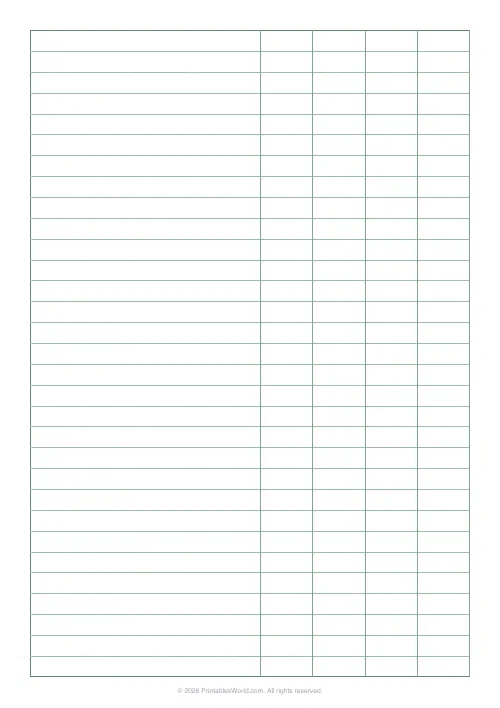 Free printable accounting ledger paper — No pence divider — PDF download