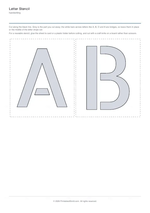 Free printable cut-out letter stencil (Classic stencil), PDF download
