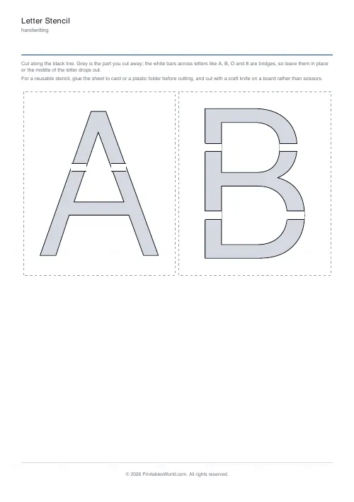 Free printable cut-out letter stencil (Rounded), PDF download