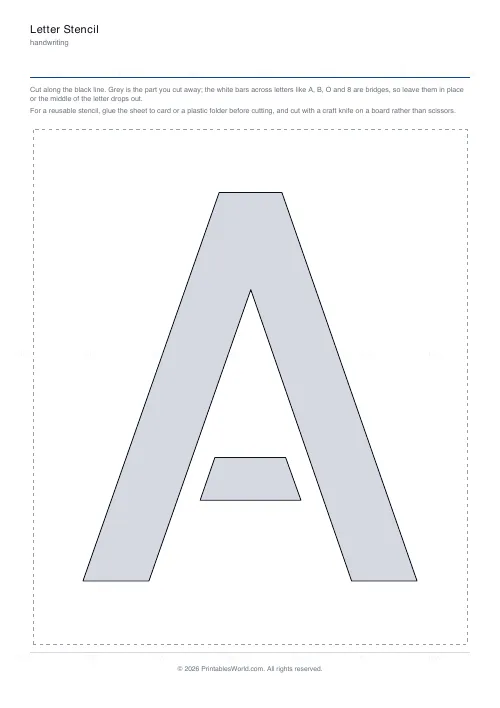 Free printable cut-out letter stencil (one per page), PDF download