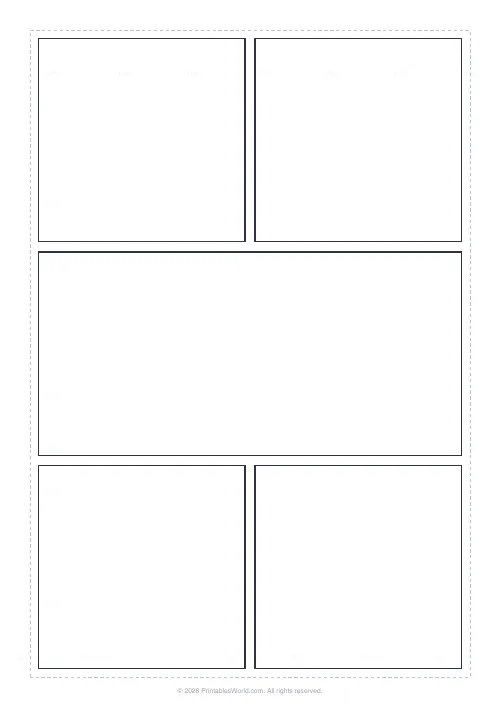 Free printable manga panel page — Classic 3-row (2/1/2) — PDF download