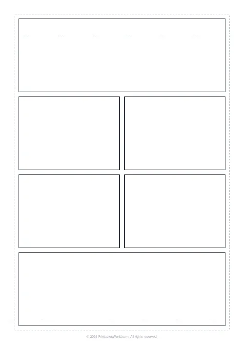 Free printable manga panel page — Action 4-row (1/2/2/1) — PDF download