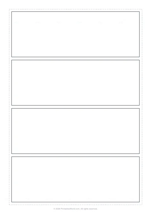 Free printable manga panel page — Wide strips (4 rows) — PDF download