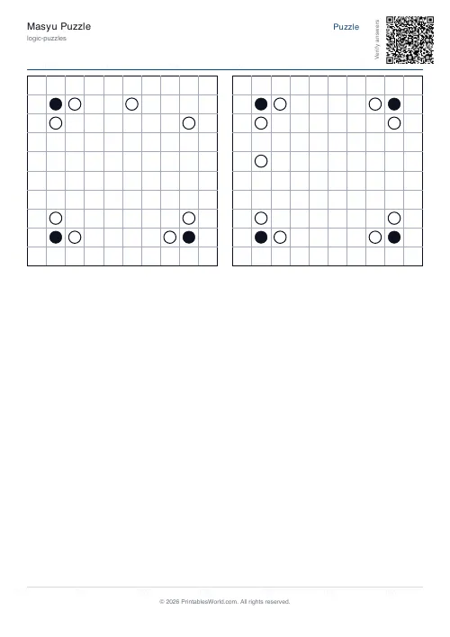 Free printable masyu loop puzzle — 10x10 — PDF download