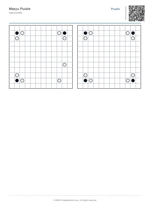 Free printable masyu loop puzzle — 12x12 — PDF download