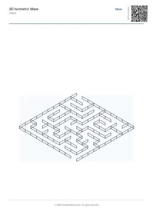 Free printable 3D isometric maze — Easy — PDF download