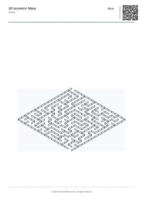 Free printable 3D isometric maze — 16×16, with answer key — PDF download
