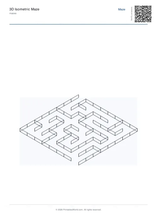 Free printable 3D isometric maze — 8×8 — PDF download