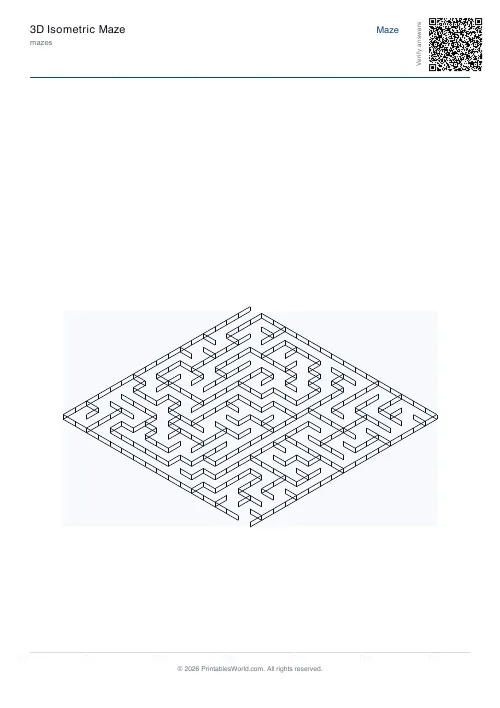 Free printable 3D isometric maze — 16×16 — PDF download