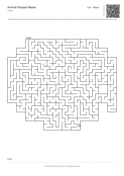 Free printable animal maze — Fish — PDF download