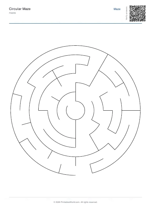 Free printable circular maze — Easy — PDF download