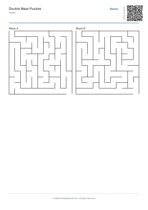 Free printable double maze — Hard — PDF download