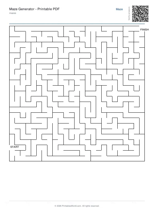 Free printable maze — Hard, with answer key — PDF download