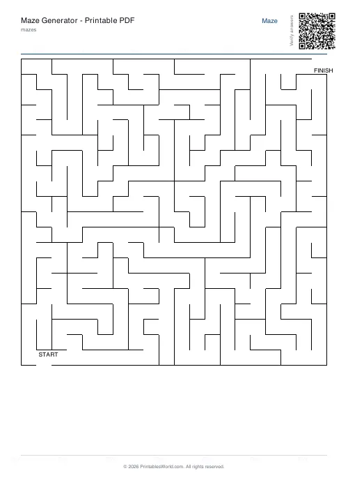 Free printable maze — 20×20 — PDF download