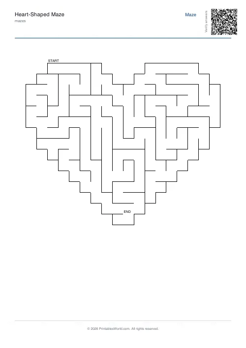 Free printable heart maze — 20 — PDF download