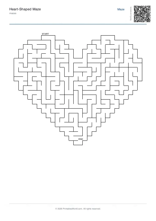 Free printable heart maze — 30 — PDF download