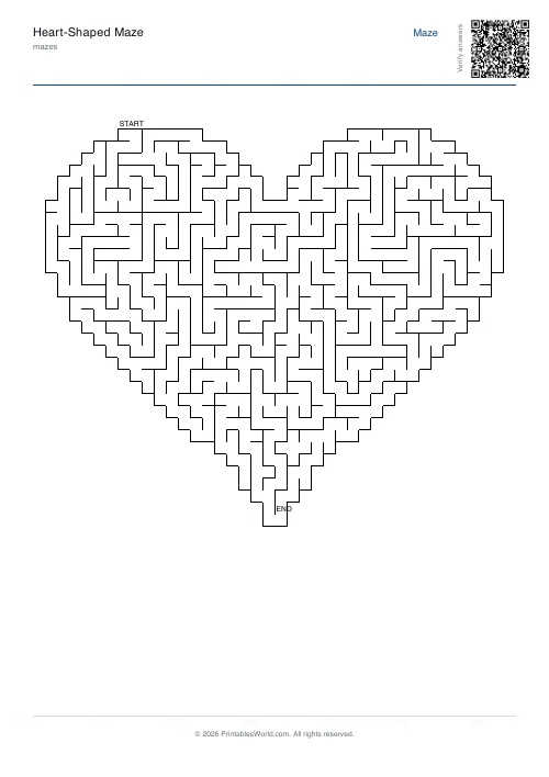 Free printable heart maze — 40 — PDF download