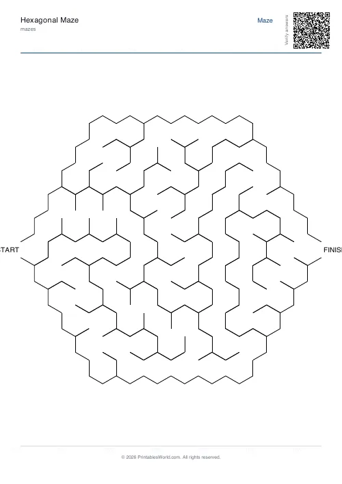 Free printable hexagonal maze — 5 — PDF download