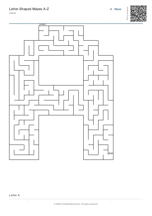Free printable letter maze — 3, with answer key — PDF download