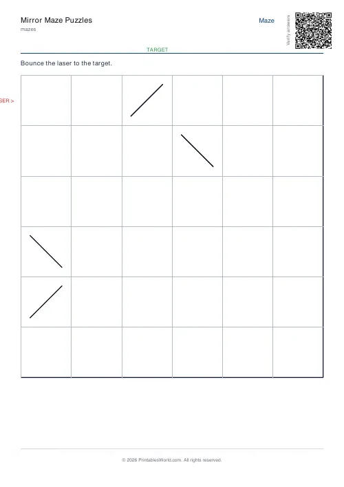 Free printable mirror maze — 6×6 — PDF download
