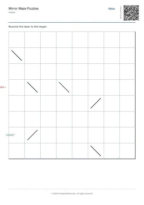 Free printable mirror maze — 8×8 — PDF download
