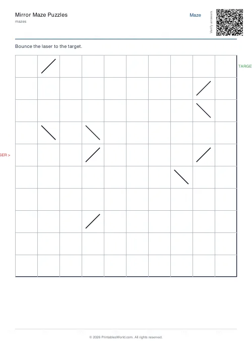 Free printable mirror maze — 10×10 — PDF download