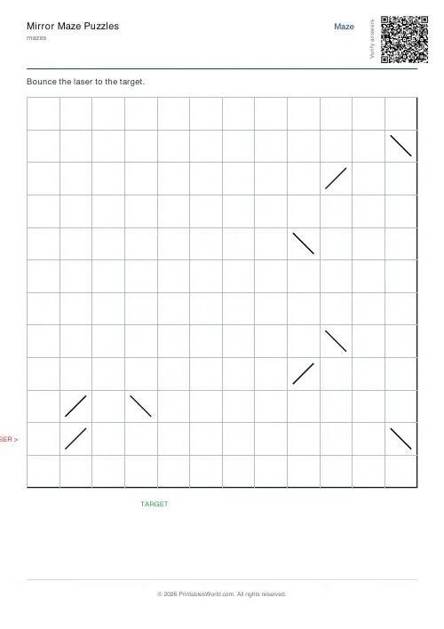 Free printable mirror maze — 12×12 — PDF download