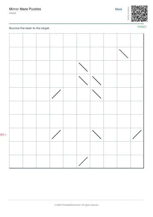 Free printable mirror maze — 10×10, with answer key — PDF download