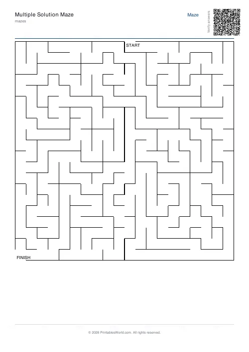 Free printable maze — 20×20 — PDF download