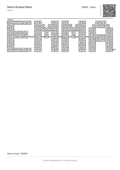 Free printable name maze — 4 — PDF download