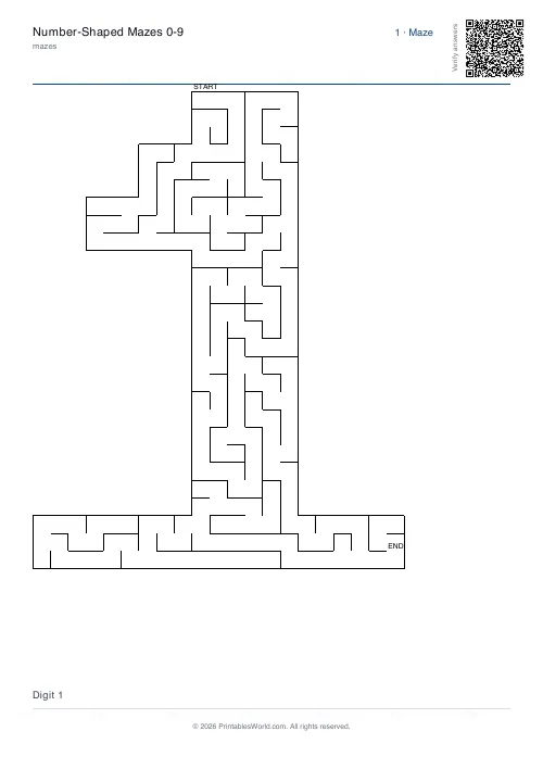 Free printable number maze — 1 — PDF download