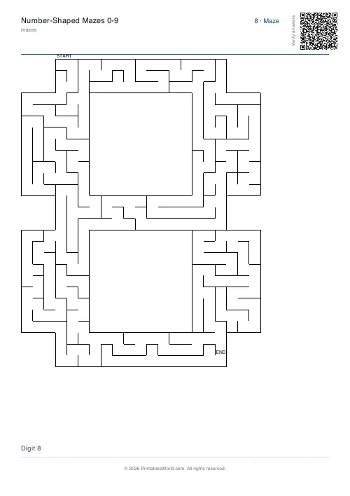 Free printable number maze — 8 — PDF download