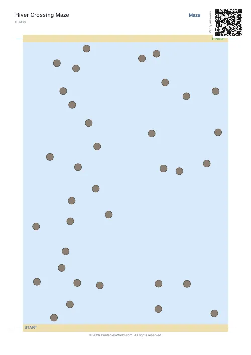 Free printable river crossing maze — 35 — PDF download
