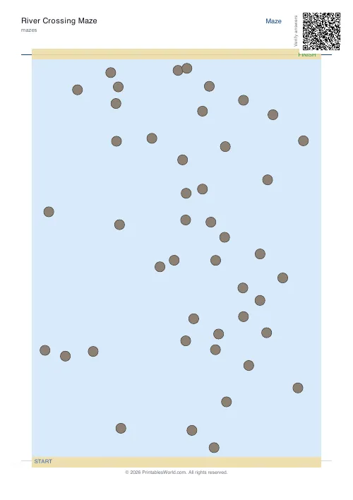 Free printable river crossing maze — 45 — PDF download