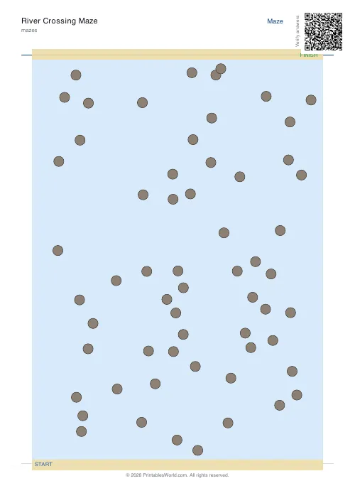 Free printable river crossing maze — 60 — PDF download