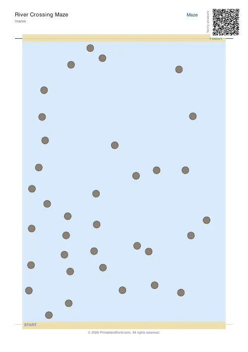 Free printable river crossing maze — 35, with answer key — PDF download