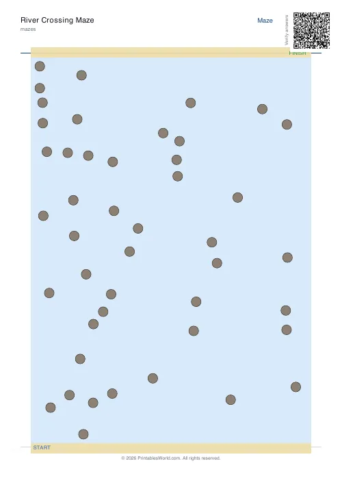 Free printable river crossing maze — 45, with answer key — PDF download
