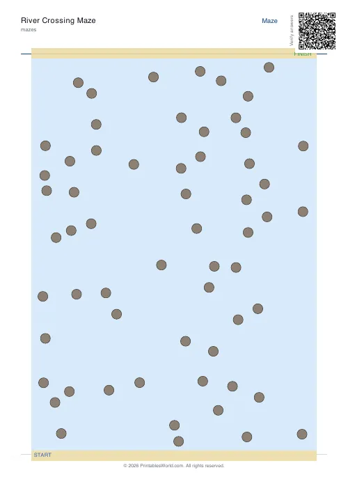 Free printable river crossing maze — 60, with answer key — PDF download