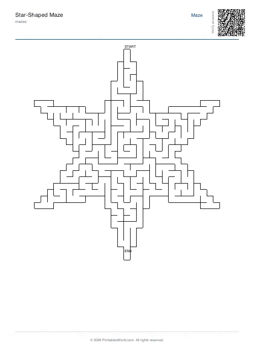 Free printable star maze — 6-point, with answer key — PDF download