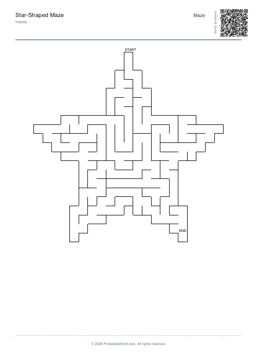 Free printable star maze — 25, with answer key — PDF download
