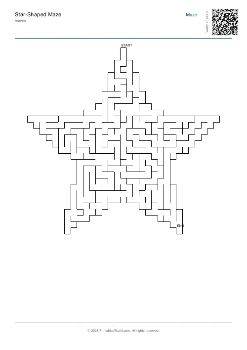 Free printable star maze — 35, with answer key — PDF download
