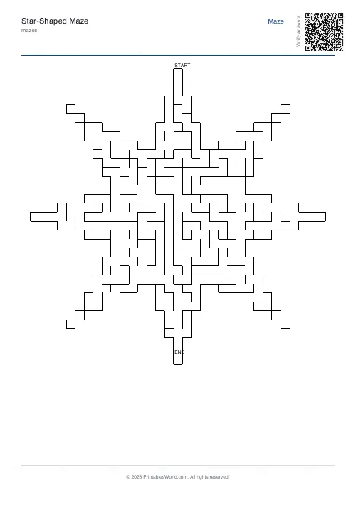 Free printable star maze — 8-point — PDF download