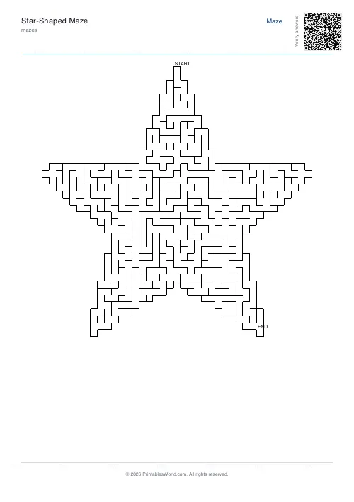 Free printable star maze — 45 — PDF download