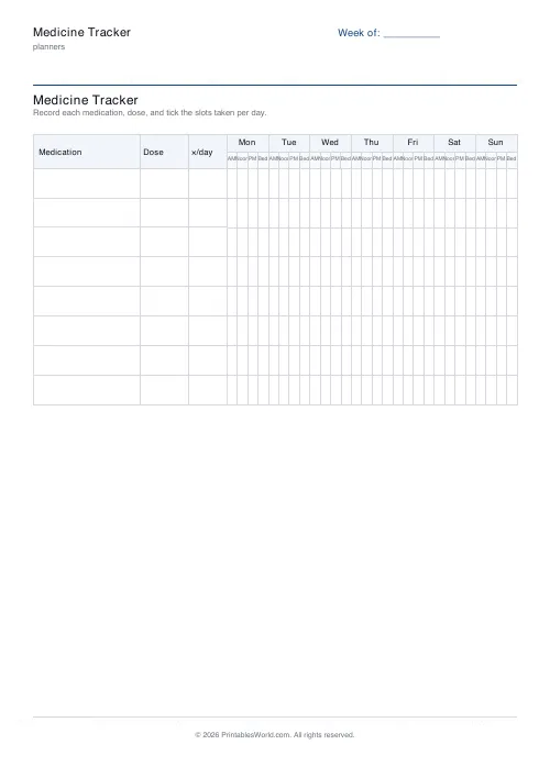 Free printable medicine tracker — 10 medications — PDF download