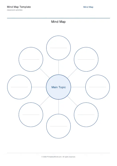Free printable mind map template — 8 — PDF download