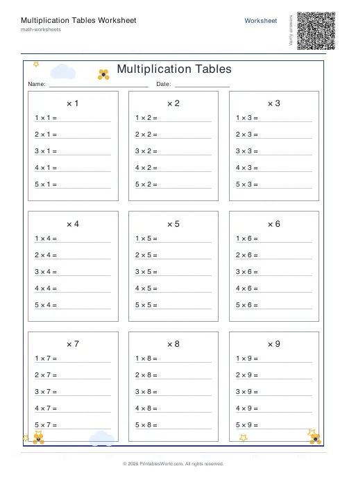 Free printable multiplication table — Up to 10 — PDF download