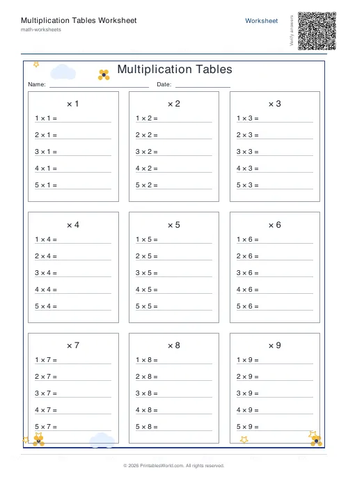 Free printable multiplication table — Up to 12 — PDF download