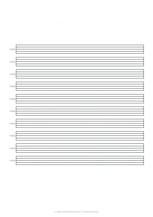 Free printable music staff paper — 10 staves — PDF download