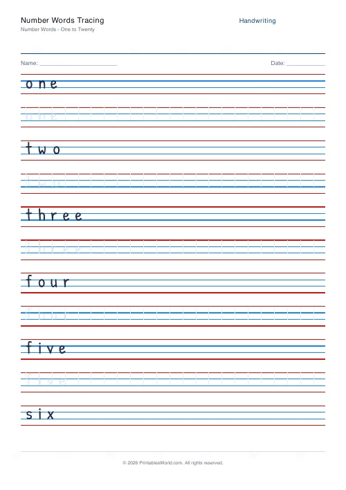 Free printable handwriting practice — Dotted trace — PDF download